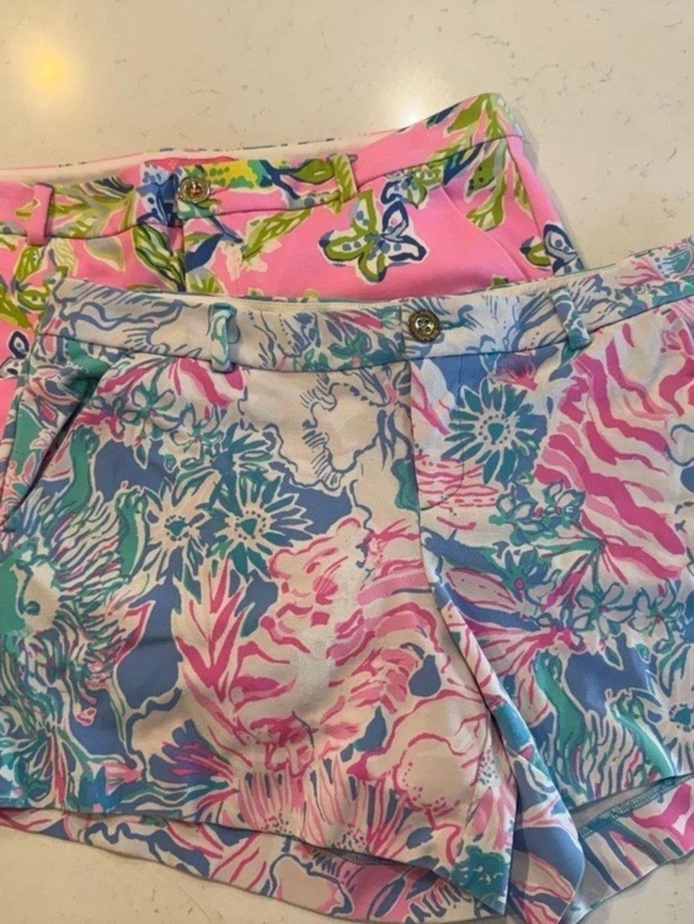 Lilly Pulitzer Floral Shorts Set Pink & Blue Size 12